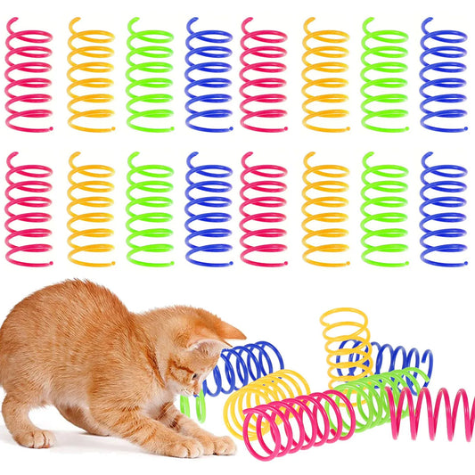 Colorful Interactive Cat Spring Toy Set