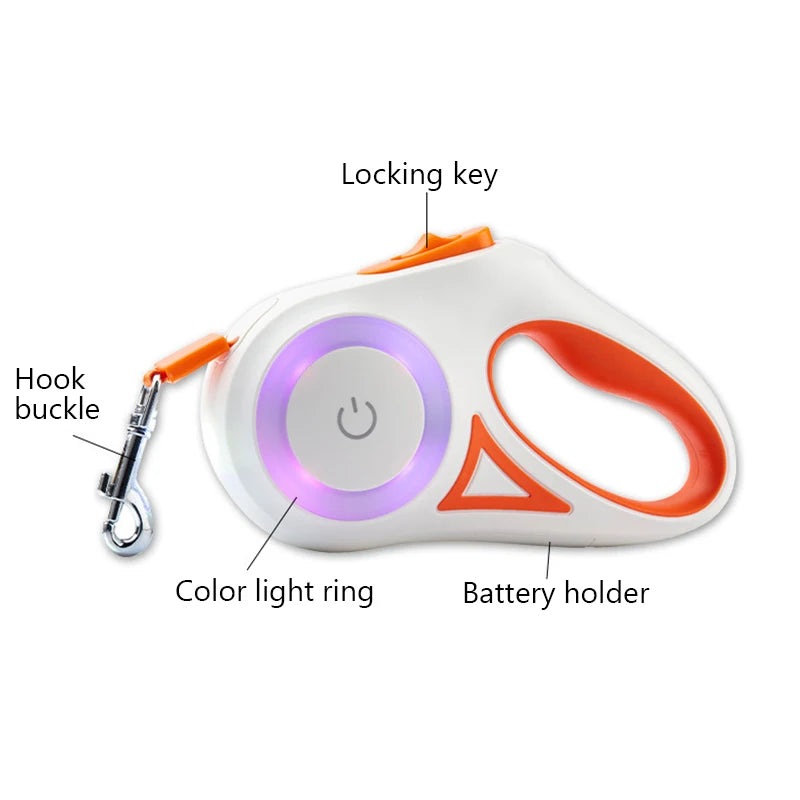 Automatic Retractable Dog Leash with Led Flashlight