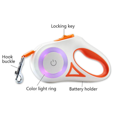 Automatic Retractable Dog Leash with Led Flashlight