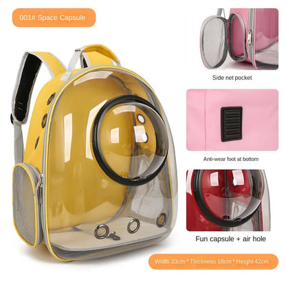 PurView Pro Transparent Cat Backpack - 5-Side Breathable Carrier with Cooling Pad & Reflective Strips,Waterproof Base for Hiking