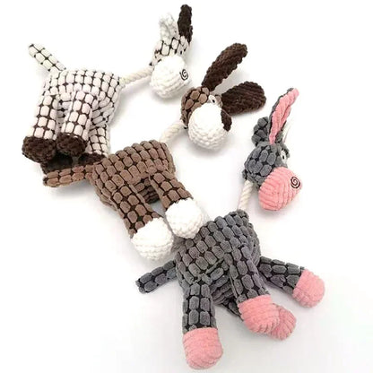 Fun Corduroy Donkey Chew Toy With Squeaker