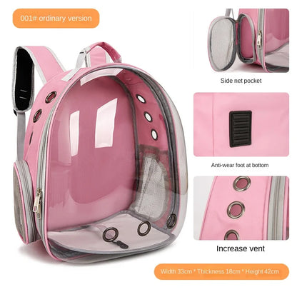 PurView Pro Transparent Cat Backpack - 5-Side Breathable Carrier with Cooling Pad & Reflective Strips,Waterproof Base for Hiking