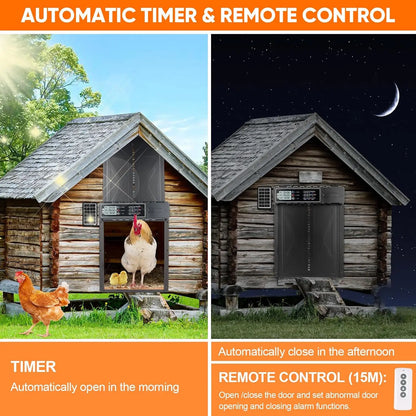 Large Size Solar Powered Fully Automatic Chicken Coop Door Aluminum Alloy with Timer Remote LCD Control for Easy Coop Management