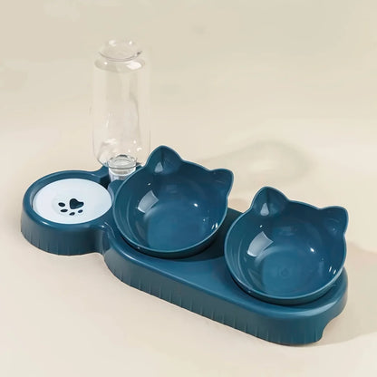 Tilted 3 In 1 Pet Bowl Set With Water Feeder