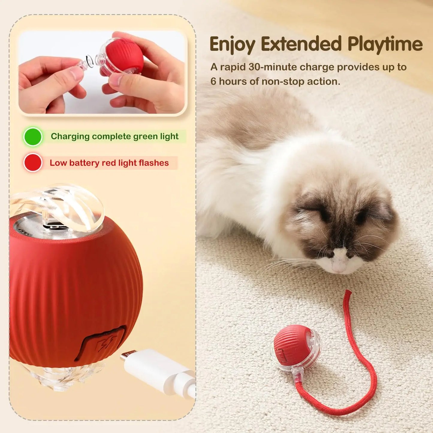 Interactive Smart Rolling Ball Toy for Cats