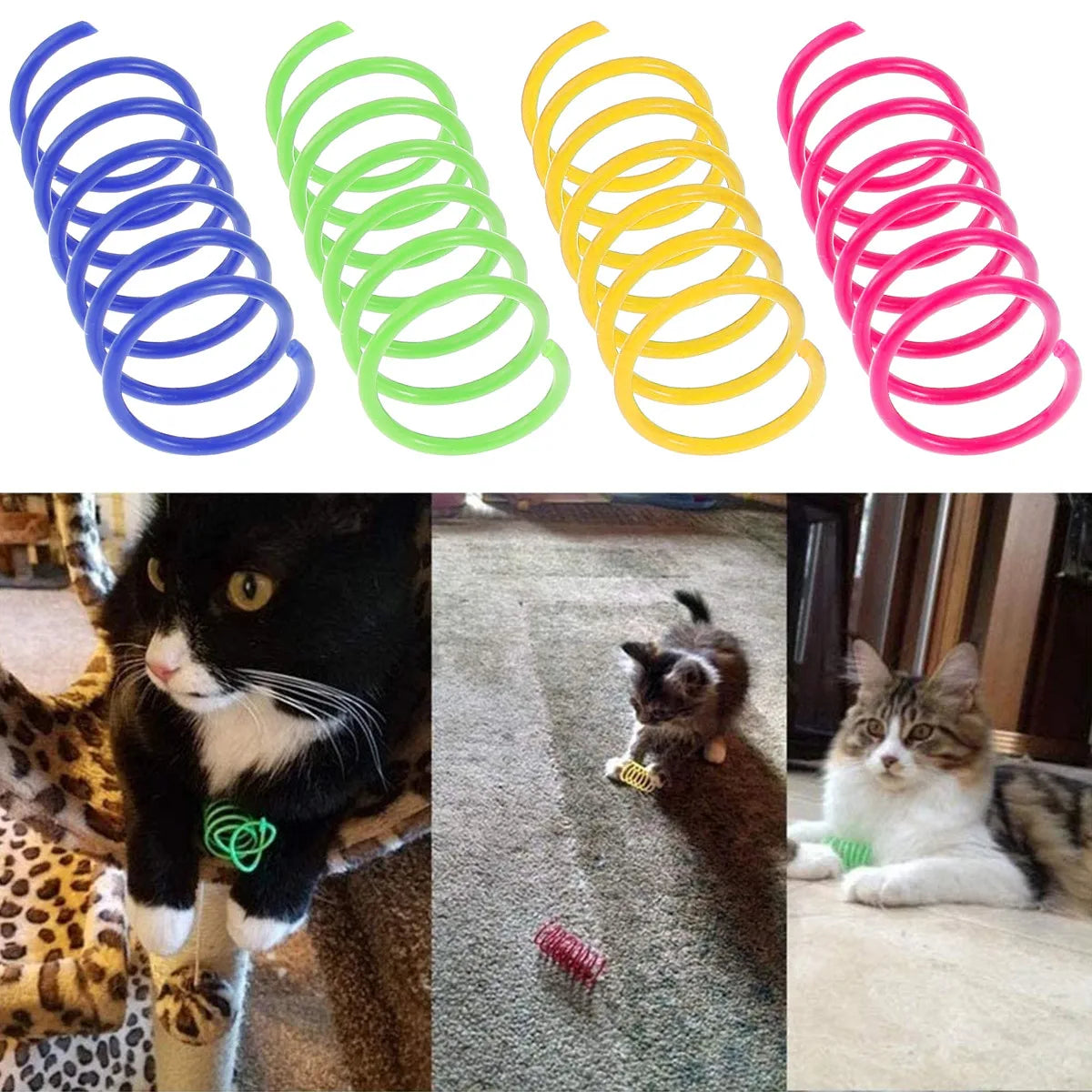 Colorful Interactive Cat Spring Toy Set
