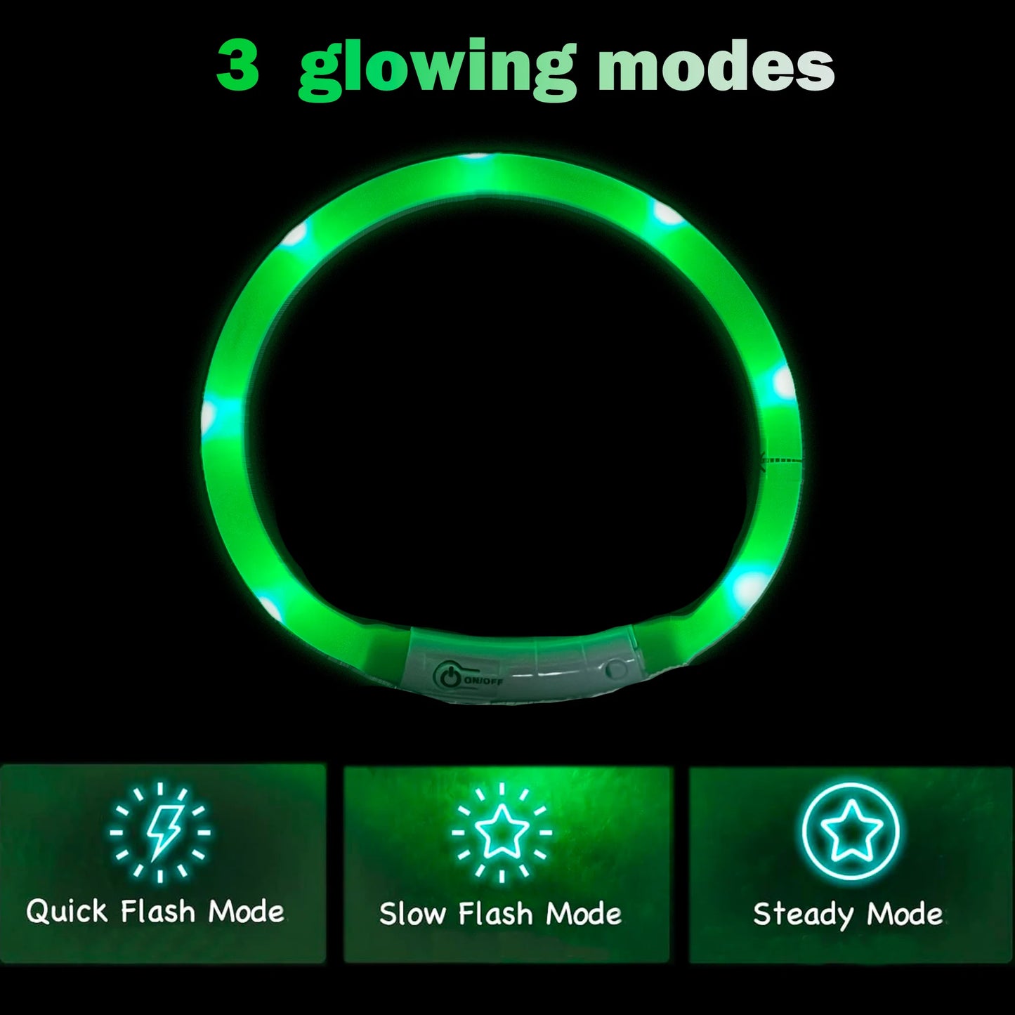 Silicone LED Light Up Collar with Rechargeable Battery