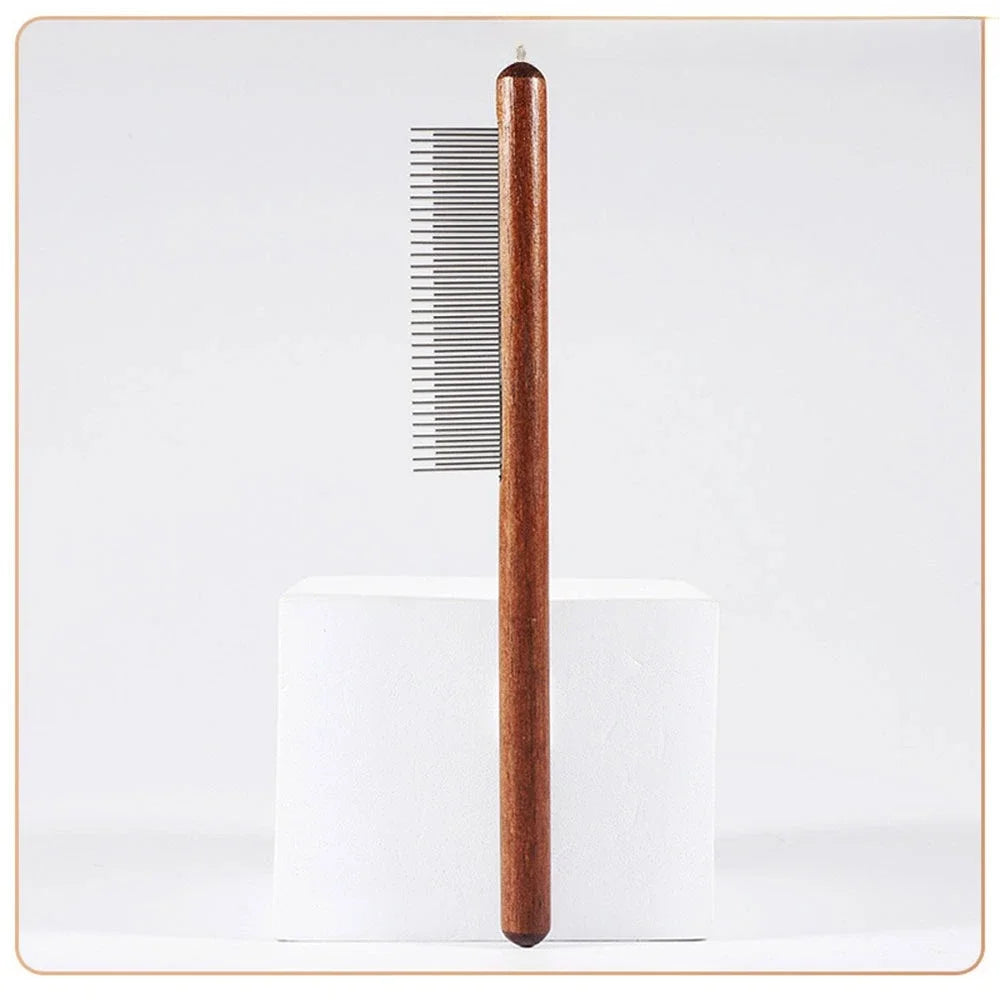 Stainless Steel Pet Hair Remover Comb with Wooden Handle
