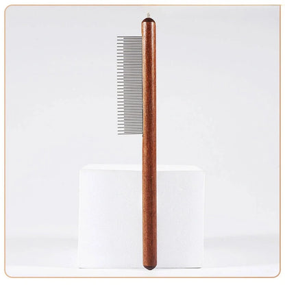 Stainless Steel Pet Hair Remover Comb with Wooden Handle