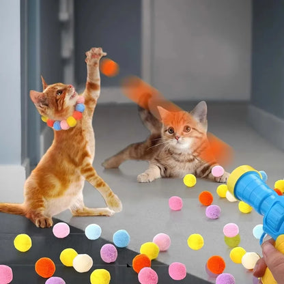 Interactive Cat Toy Ball Launcher with Plush Balls