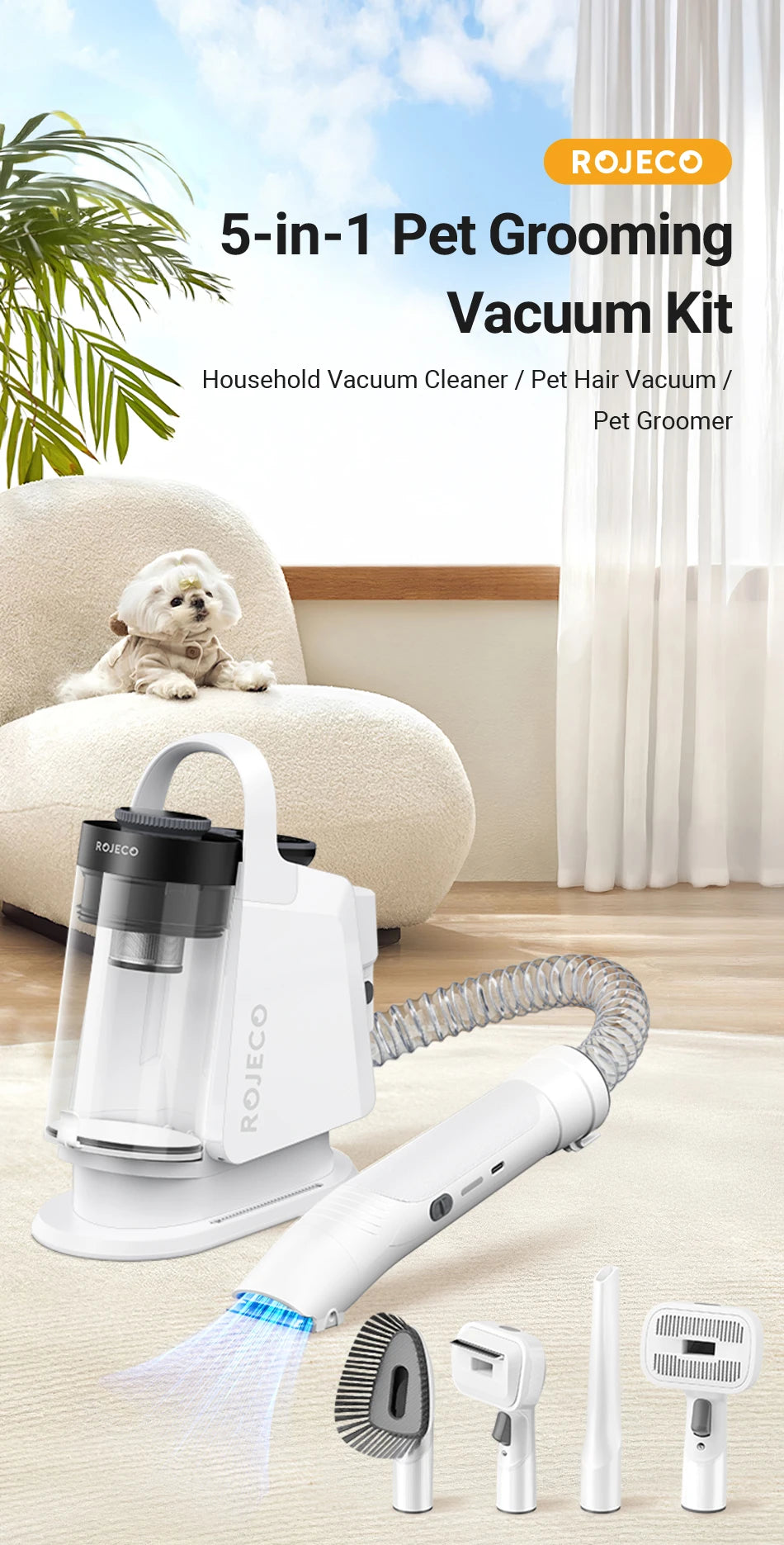 Multifunction Smart Pet Grooming Vacuum Kit 5 IN 1