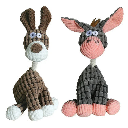 Fun Corduroy Donkey Chew Toy With Squeaker