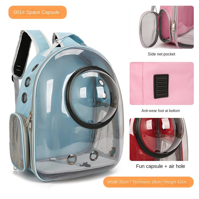 PurView Pro Transparent Cat Backpack - 5-Side Breathable Carrier with Cooling Pad & Reflective Strips,Waterproof Base for Hiking