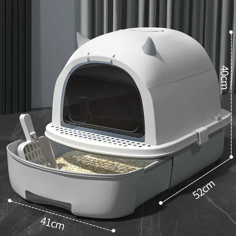 Cartoon Devil Cat Litter Box Drawer Splash Proof Odor Control Self Cleaning Automatic Cat Toilet Indoor Apartment Cat Box