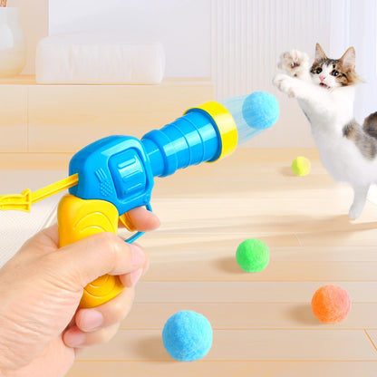 Interactive Cat Toy Ball Launcher with Plush Balls
