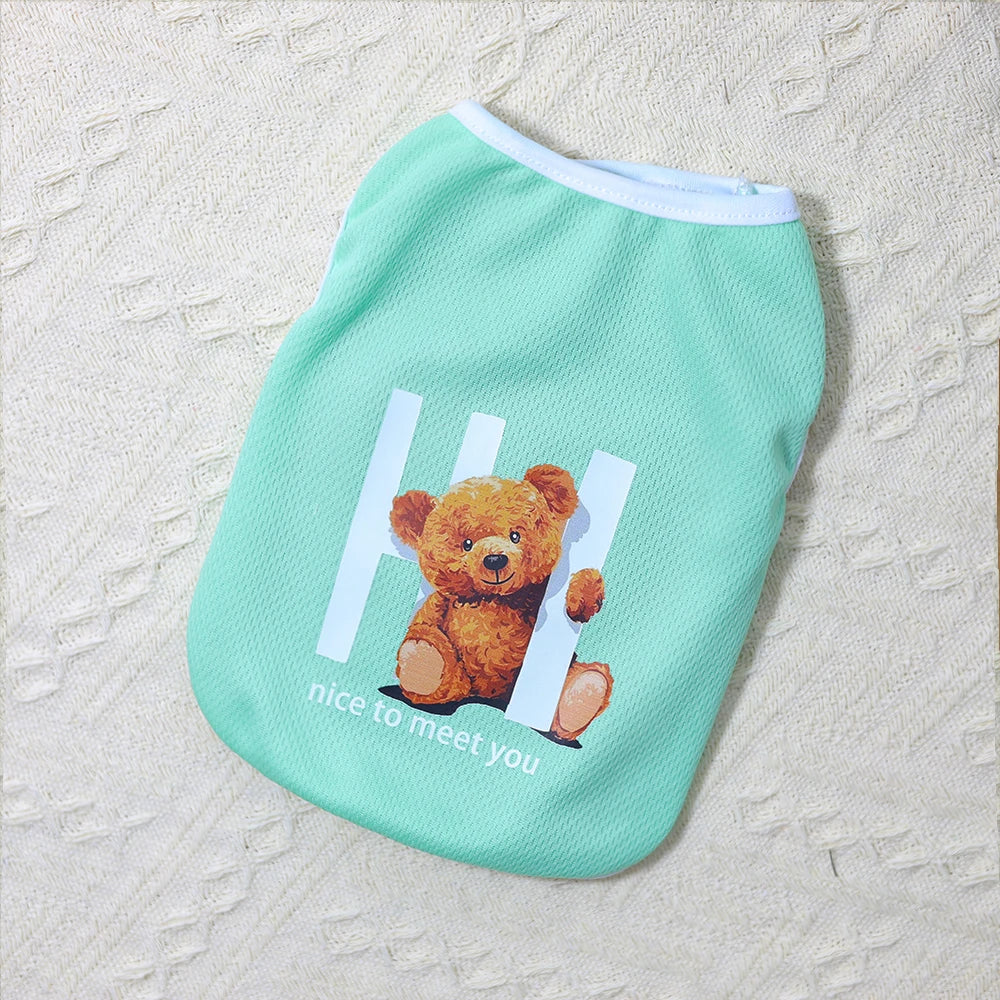 Cute Cartoon Bear Print Summer Pet Vest
