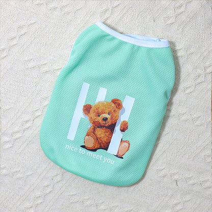 Cute Cartoon Bear Print Summer Pet Vest