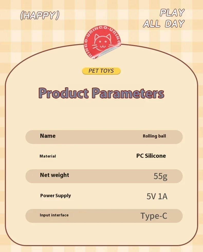 Interactive Motion Activated Plush Cat Toy Ball