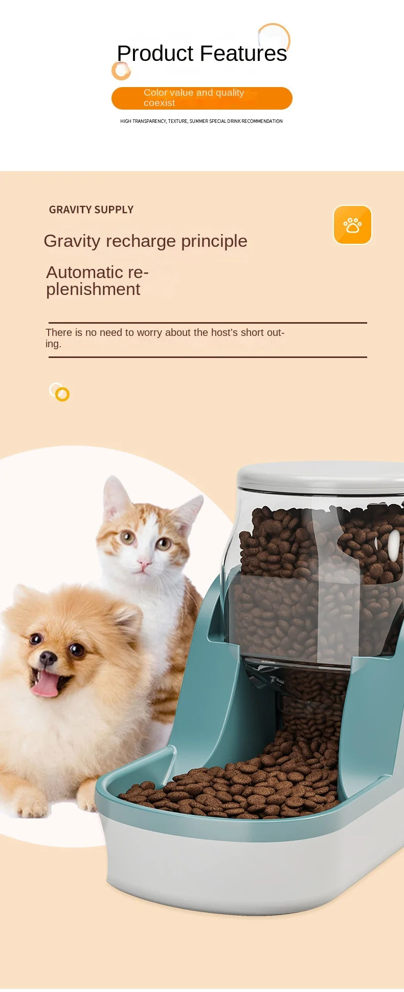 All-in-One Feeder & Fountain - 6L Smart Dispenser with Voice Alert & Moonlight Mode