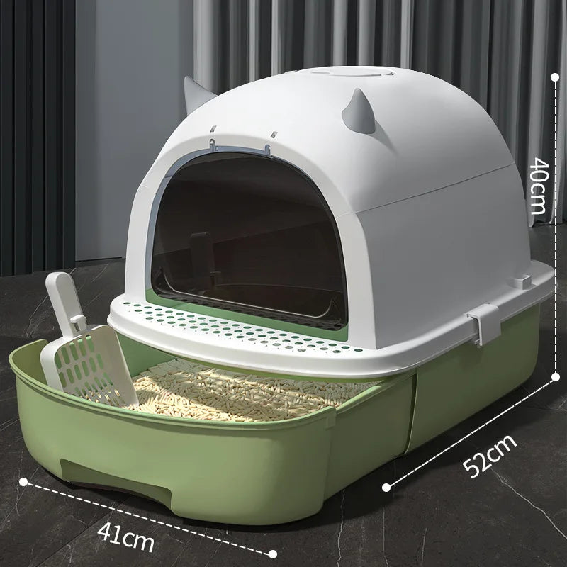 Cartoon Devil Cat Litter Box Drawer Splash Proof Odor Control Self Cleaning Automatic Cat Toilet Indoor Apartment Cat Box