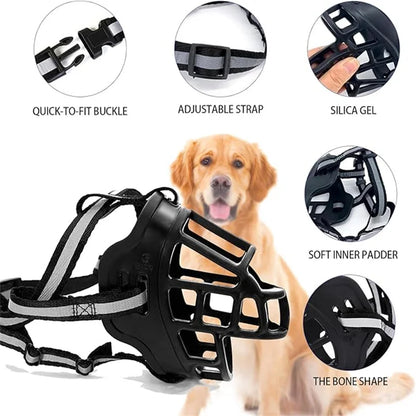 Reflective Breathable Basket Muzzle for Dogs