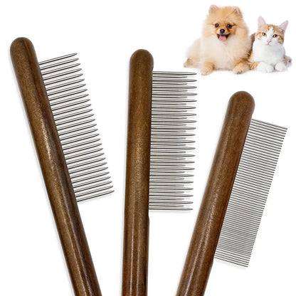 Stainless Steel Pet Hair Remover Comb with Wooden Handle