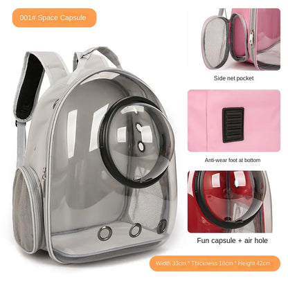 PurView Pro Transparent Cat Backpack - 5-Side Breathable Carrier with Cooling Pad & Reflective Strips,Waterproof Base for Hiking