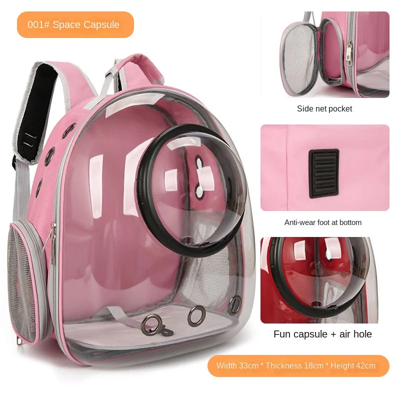 PurView Pro Transparent Cat Backpack - 5-Side Breathable Carrier with Cooling Pad & Reflective Strips,Waterproof Base for Hiking