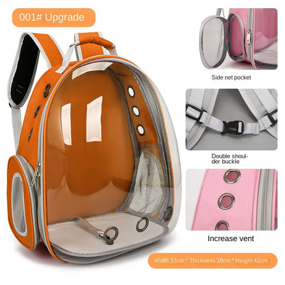 PurView Pro Transparent Cat Backpack - 5-Side Breathable Carrier with Cooling Pad & Reflective Strips,Waterproof Base for Hiking