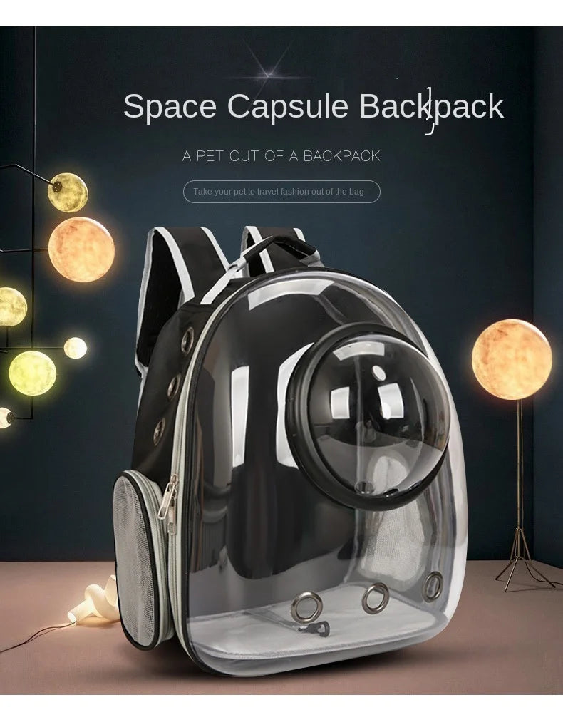 {As seen in Argylle} Space Capsule Pet Backpack-Airline Approved Transparent Carrier [Large Capacity + 360° Ventilation + Dual Handles]