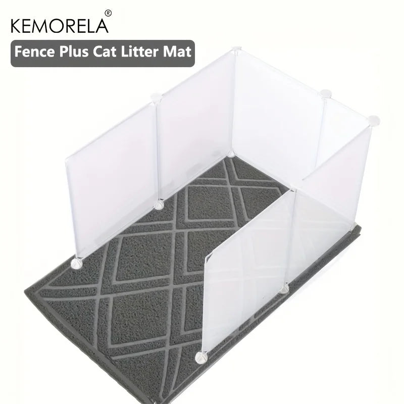 Cat Litter Box Enclosure Splash Guard With Cat Litter Mat