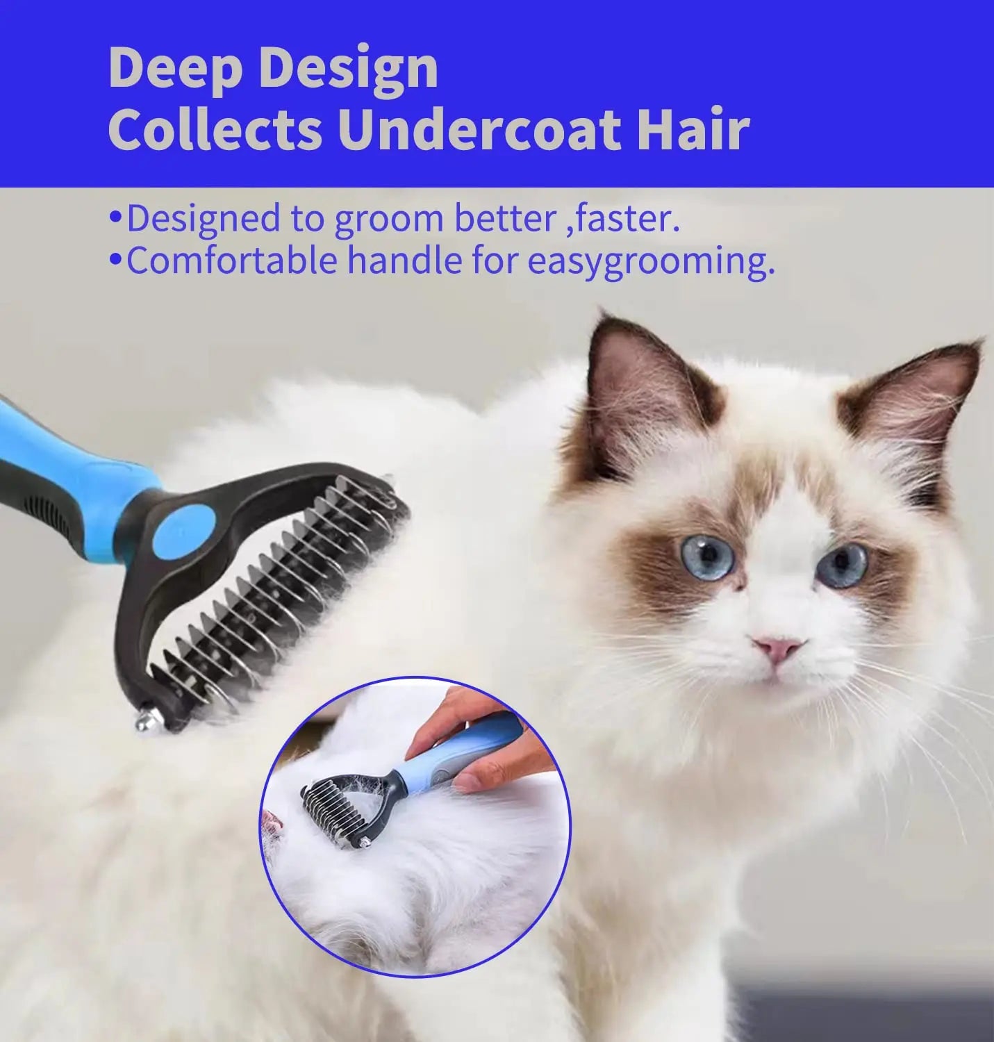 Professional Pet Deshedding Brush and Fur Remover