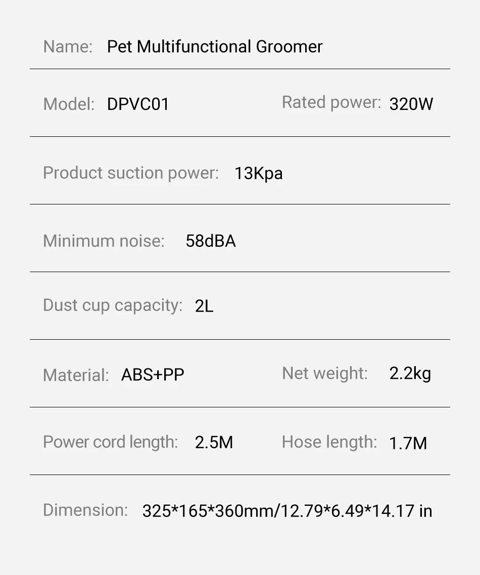 Multifunction Smart Pet Grooming Vacuum Kit 5 IN 1