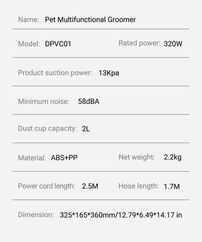 Multifunction Smart Pet Grooming Vacuum Kit 5 IN 1