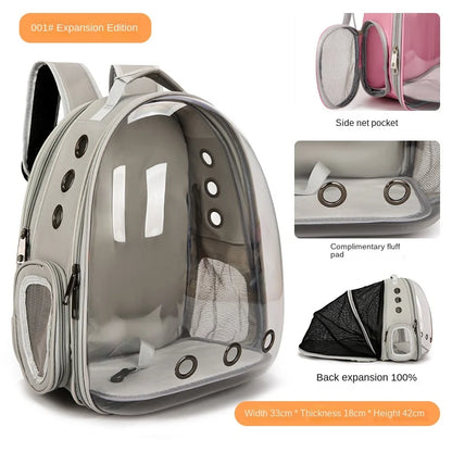 PurView Pro Transparent Cat Backpack - 5-Side Breathable Carrier with Cooling Pad & Reflective Strips,Waterproof Base for Hiking