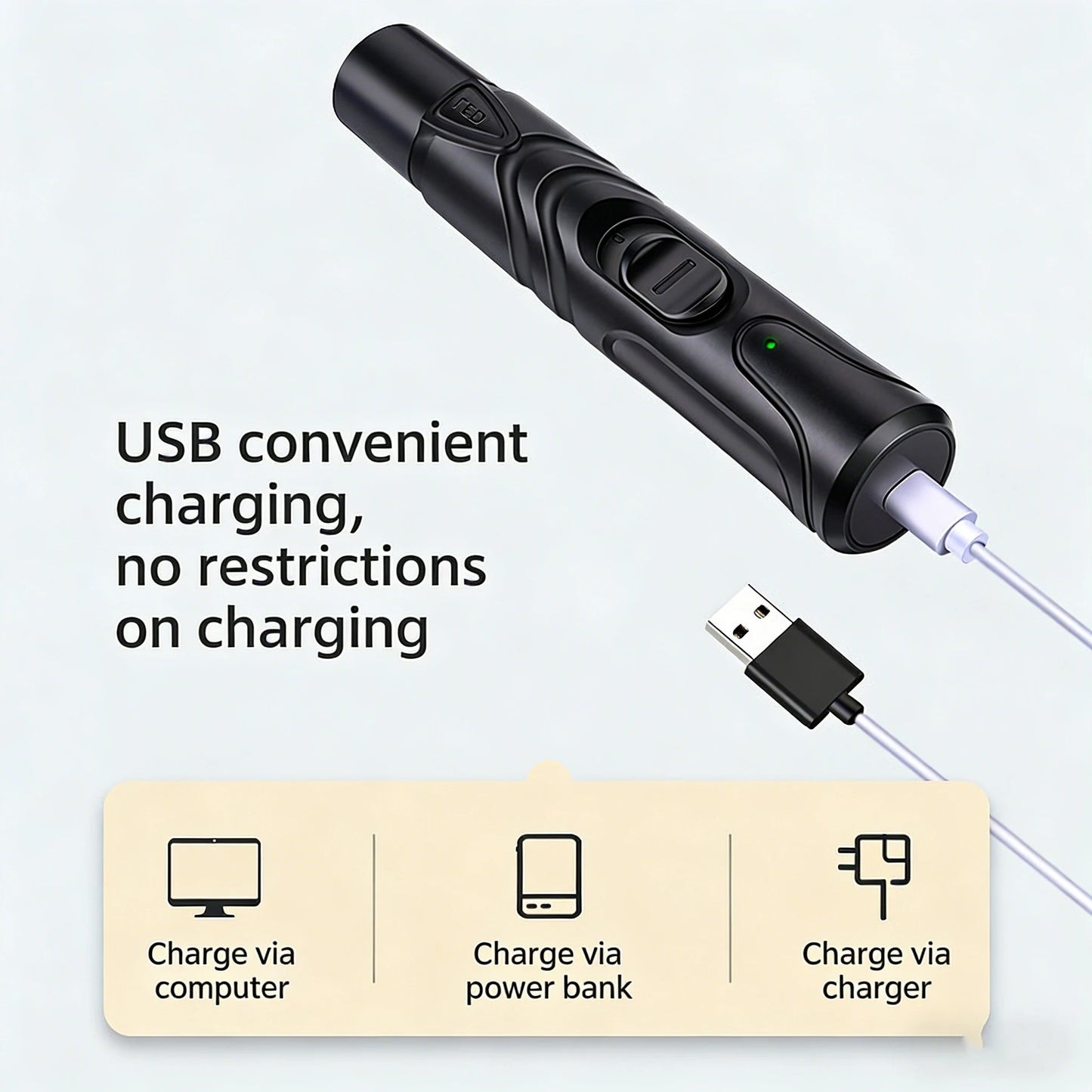 USB Rechargeable Pet Nail Grinder with LED Illumination, 2 Speed Quiet Electric Nail Trimmer, Painless Pet Nail Clipper for Dogs