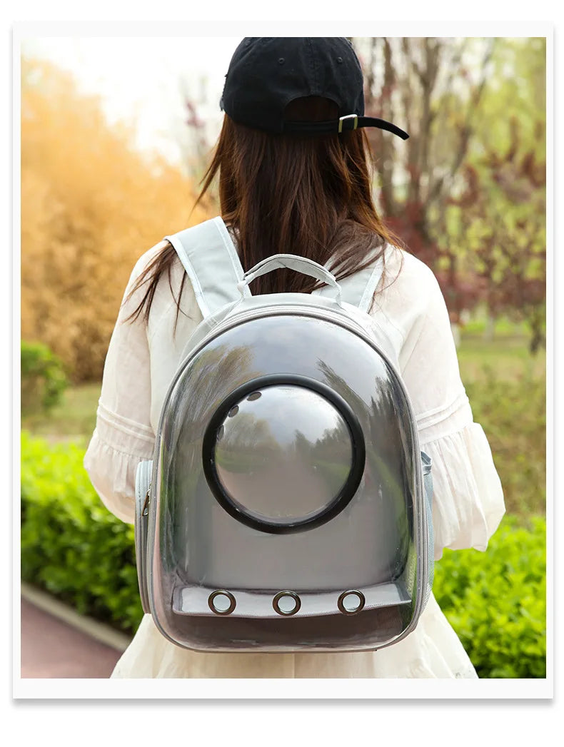 {As seen in Argylle} Space Capsule Pet Backpack-Airline Approved Transparent Carrier [Large Capacity + 360° Ventilation + Dual Handles]