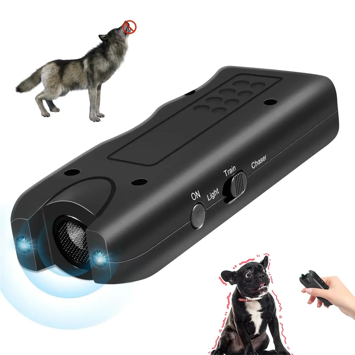 Dog Repeller Portable Ultrasonic Deterrent Handheld Anti-barking 3in1 Dog Training Device Repel Animals Pet Dog Trainer Supplies