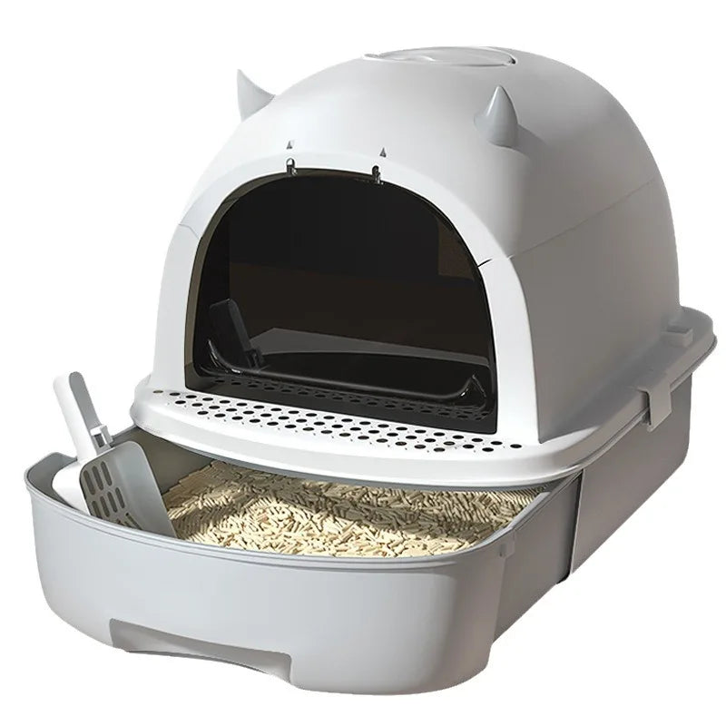 Cartoon Devil Cat Litter Box Drawer Splash Proof Odor Control Self Cleaning Automatic Cat Toilet Indoor Apartment Cat Box