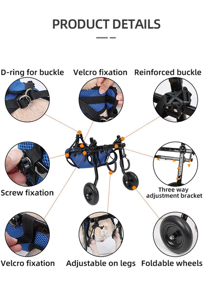 Pet Wheelchair Cart Adjustable Mobility Aids with Wheels [Rehabilitation Walking Mobility Aid]