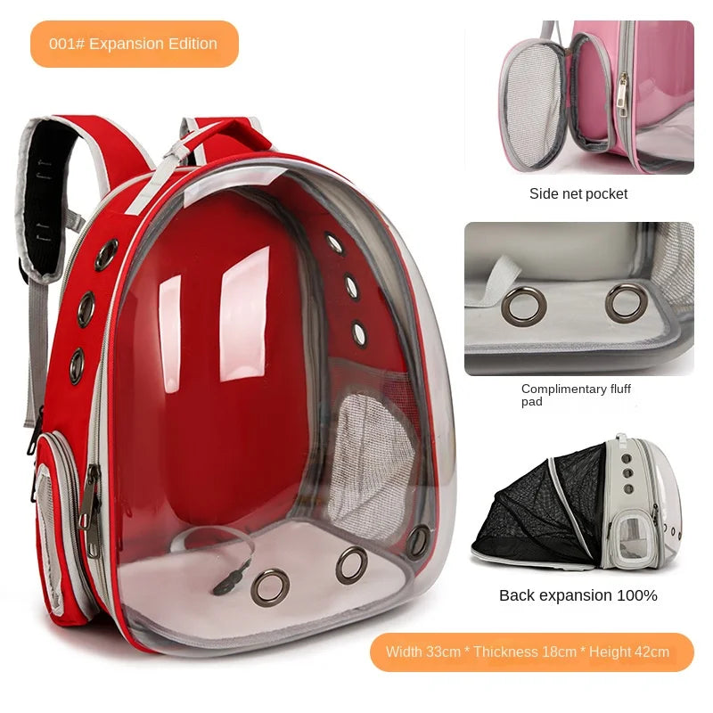 PurView Pro Transparent Cat Backpack - 5-Side Breathable Carrier with Cooling Pad & Reflective Strips,Waterproof Base for Hiking