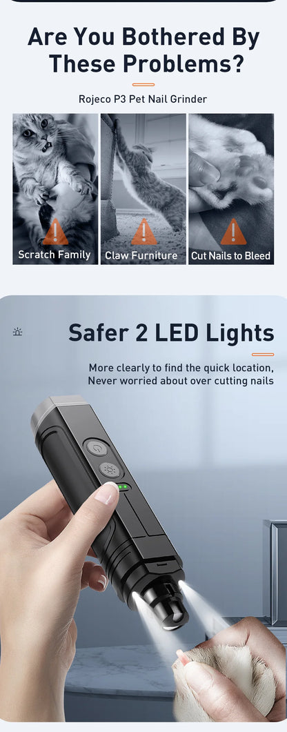 Electric Dog Nail Clippers With Rechargeable LED Lights