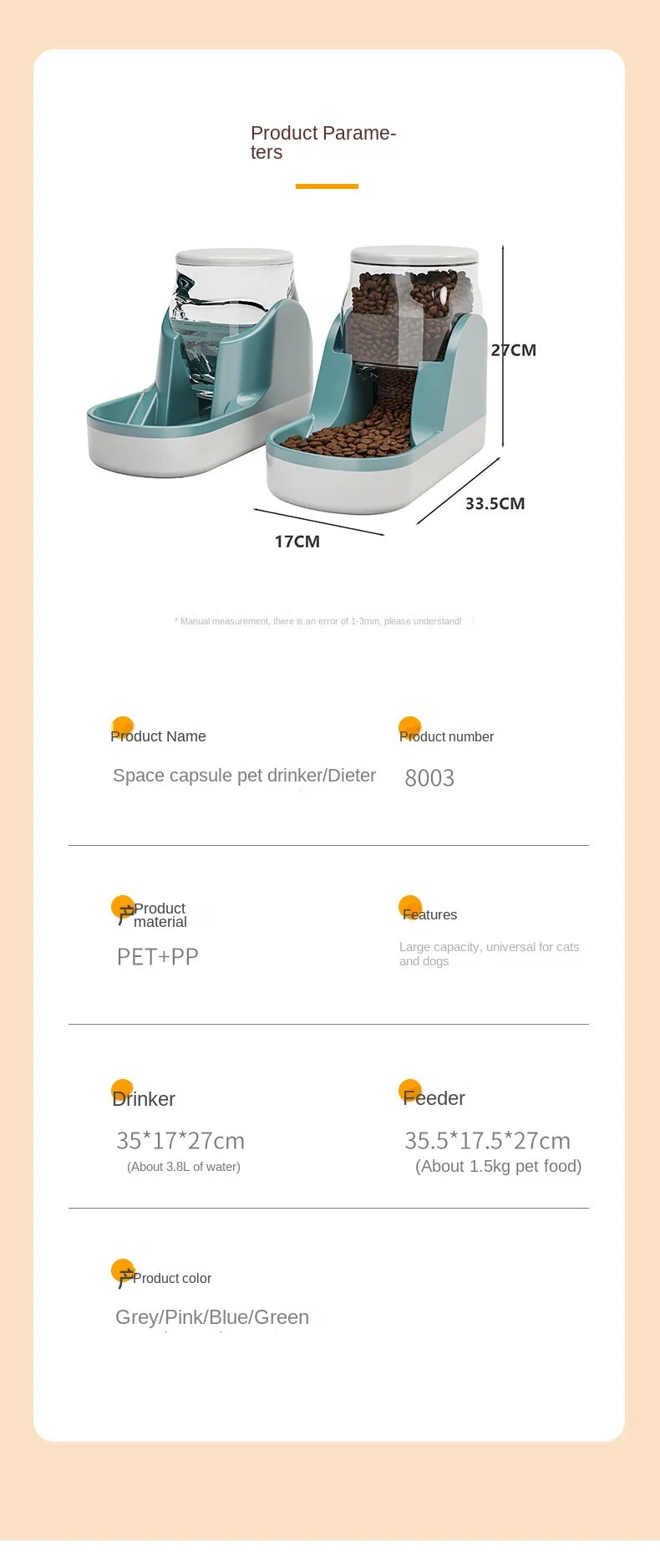 All-in-One Feeder & Fountain - 6L Smart Dispenser with Voice Alert & Moonlight Mode