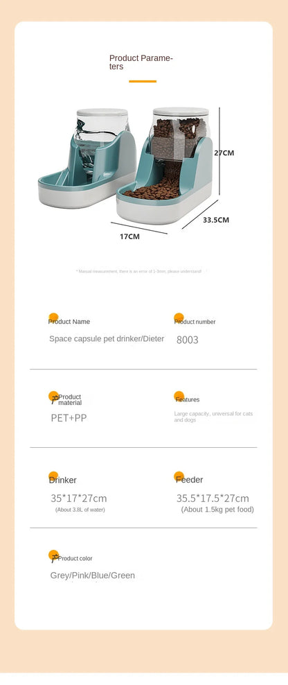 All-in-One Feeder & Fountain - 6L Smart Dispenser with Voice Alert & Moonlight Mode