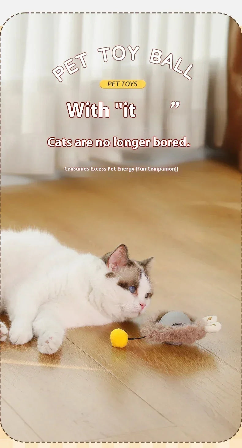 Interactive Motion Activated Plush Cat Toy Ball