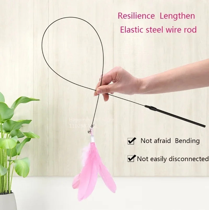 Interactive Feather Teaser Stick With Bell