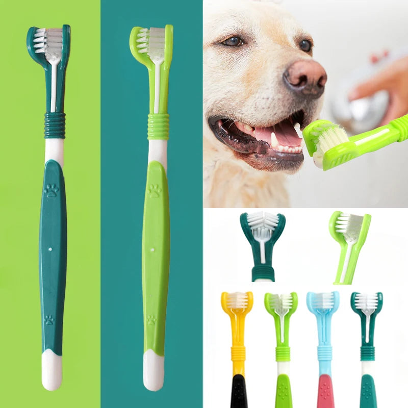 Three-Sided Pet Toothbrush for Fresh Breath