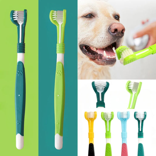 Three-Sided Pet Toothbrush for Fresh Breath