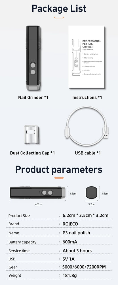 Electric Dog Nail Clippers With Rechargeable LED Lights