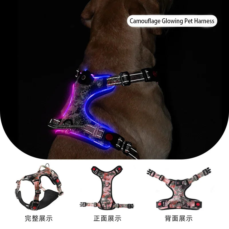 Luminous Dog Harnesses Essential for Dog Walking Safety At Night Large Dog Vest with Three LED Light Modes USB Rechargeable